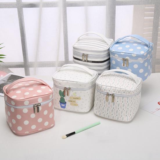 

Женская сумка в полоску в горошек кактус, косметическая сумка для хранения, дорожная сумка-органайзер для макияжа, сумка-тоут