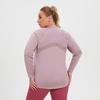 Women's Plus Size Mesh Patchwork Moisture-Wicking Long Sleeve Yoga Top