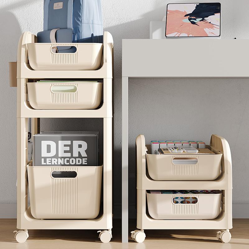 Bewegliches Bücherregal Mehrstöckiges Schulranzregal Schubladenartiges Lagerregal Untertisch Rollwagen Snack-Aufbewahrungswagen