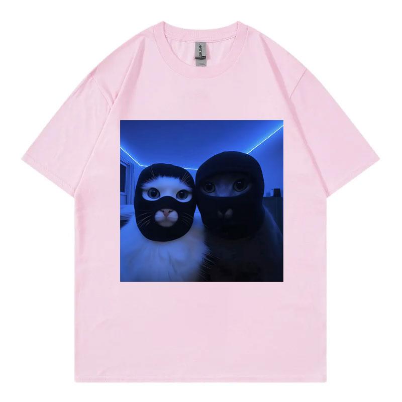 Masked Thief Cat Funny Meme Graphic T Shirts Unisex Unisex Gothic Fashion Short Sleeve TShirts Summer Casual Loose Cotton TShirt