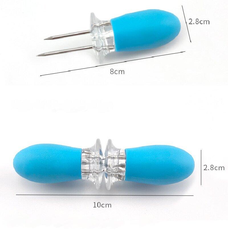 Nerezový držák na kukuřičný klas 1 pár Držák na kukuřici BBQ Dvojhrotý držák na sladkou kukuřici Špíz na kukuřici ke grilování Kempingové potřeby