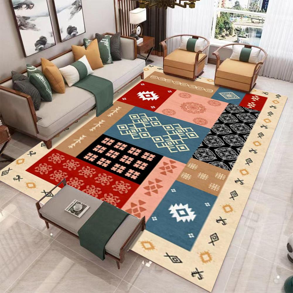 Colorful Diamond Circle Pattern Living Room Carpet Non Slip Large Rug Geometric Abstract Design Modern Home Decor Floor Mat
