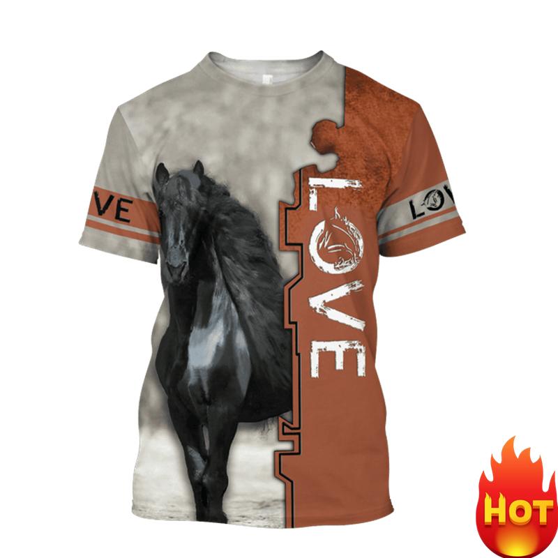 Horse Lover 3D Print Horse Graphic T-shirt For Men Women Summer Sports Outdoor T Shirt Loose Round Neck Short Sleeve T-shirt Top