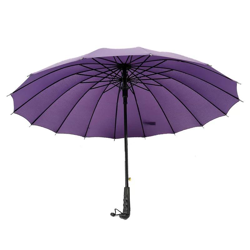 16-Rib Solid Color Straight Umbrella, Dual-Purpose for Sun and Rain, Golf Umbrella, Business Long-Handle Umbrella, Promotional Umbrella, Can Add Logo