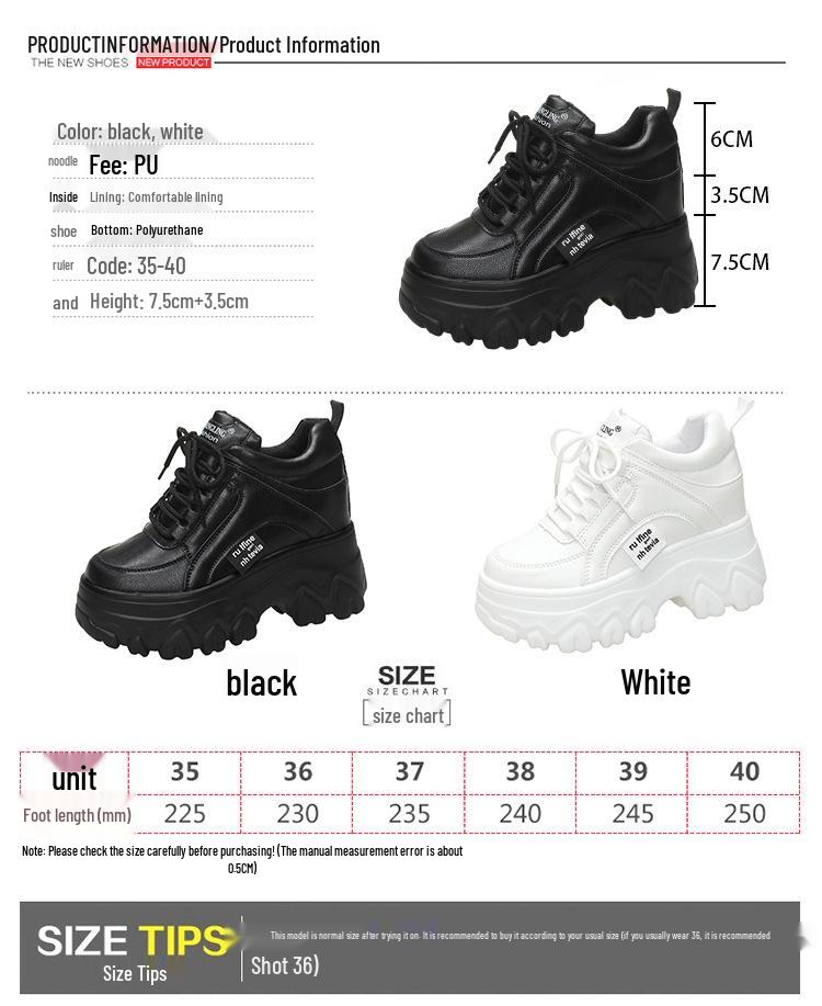 Damen Plateau Dad Schuhe - Frühling/Herbst 2021 Schnür-Sport-Freizeit-Sneaker, Koreanischer Stil für Studentinnen