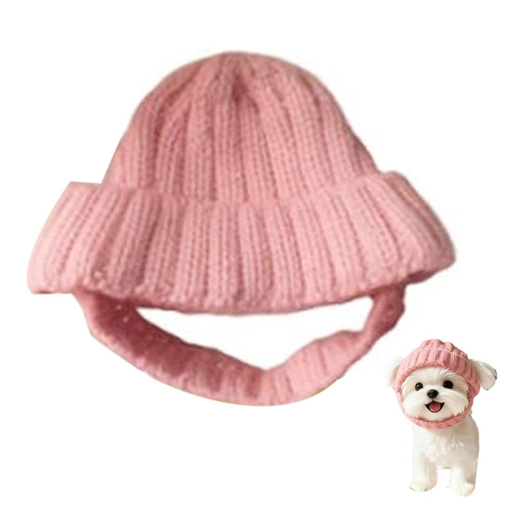 Maltese Dog Beanie Hat, Cozy Soft Knit with Ear Flaps, Cute Playful Dog Design, for Small Dogs, Red & Winter, Indoor/Outdoor Use