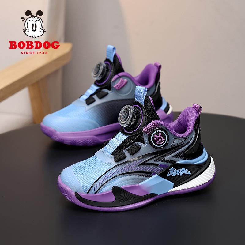 Babu bean boys basketball shoes 2025 spring and summer new classmates rotating button children's sneakers non-slip girls' sports