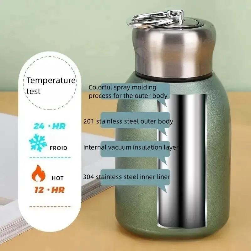 300ML Portable Stainless Steel Travel Mug Vacuum Insulated Leak Proof Sport Tumbler and Cold Water Bottle for Camping Travel