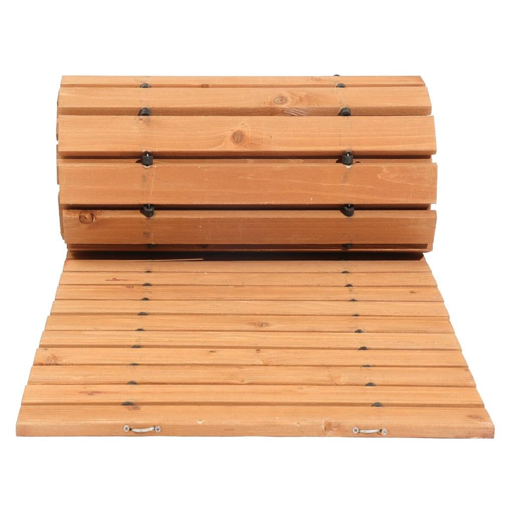 Wooden Garden Pathway, 12 Ft L X 17 In W, Non-Slip Straight Garden Walkway, Roll Out Cedar Outdoor Walkway Path with Wire Rope Connection, Decorative
