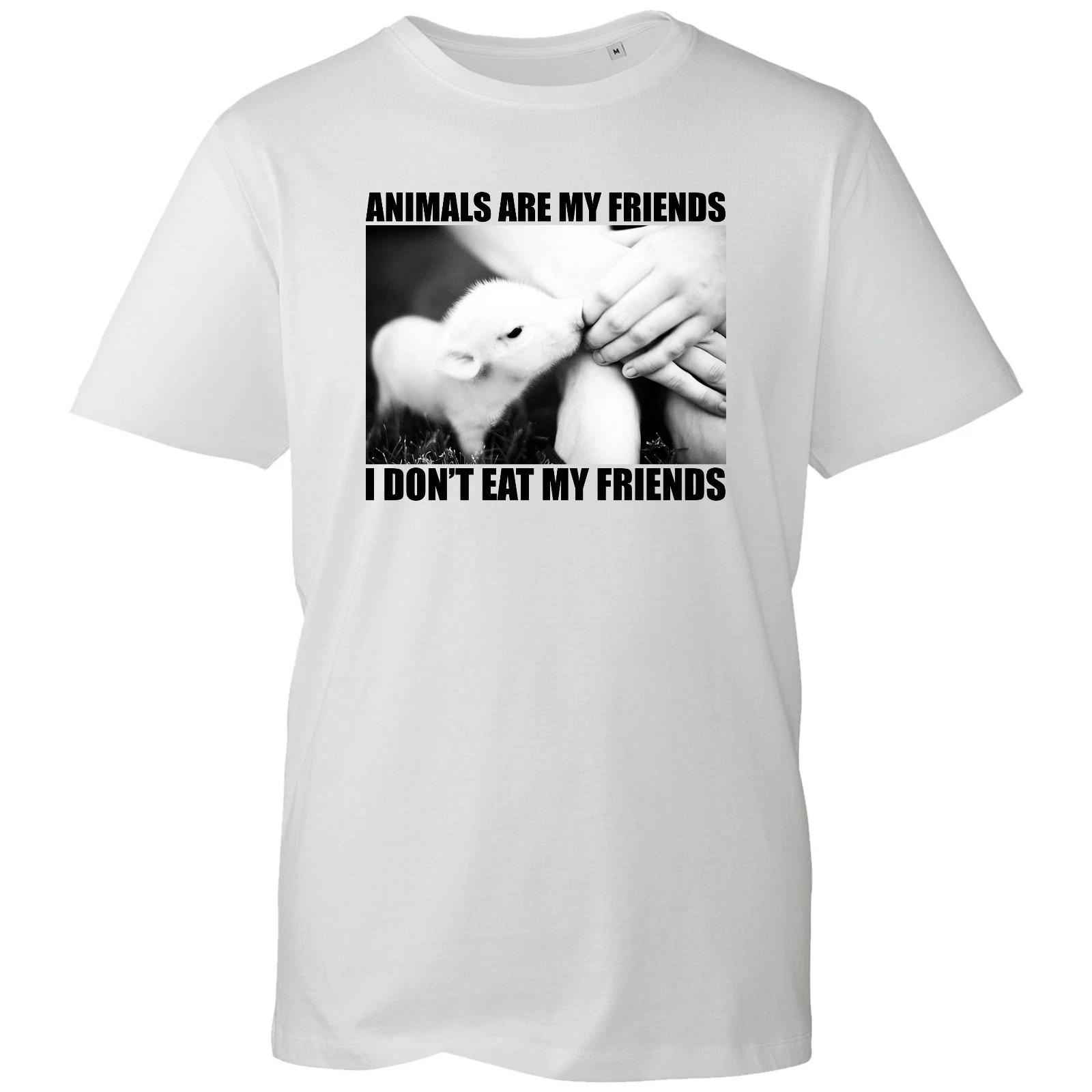 

Funny Vegetarians T-shirt Animals Are My Friend Vegan Top Men s Unisex Gift Tee L