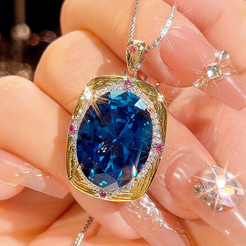 Jewelry Simulation Blue Spinel Light Luxury High Jewelry Set 15 * 20-10-12