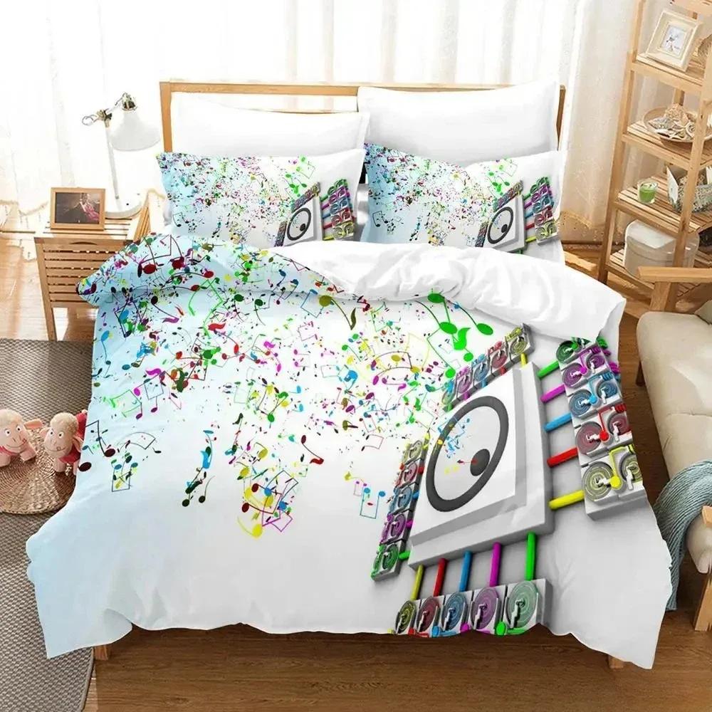 3D Music DJ Rock Comfortable Duvet Quilt Cover Pillowcase Bedding Set Children Bedroom Decoration Home Textile