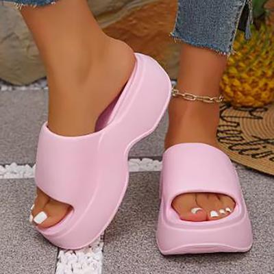 Damen Eva Plateau Hausschuhe Sommer Strand Dicke Sohle Pantoletten Indoor Outdoor Bequem Slip-on Keilsandalen