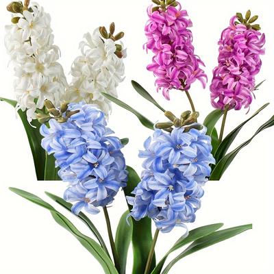 1 pieza Flores de Jacinto Artificiales de Tacto Real en Azul, Morado, Blanco, Jacinto Falso, Flores para Decoración del Hogar y Bodas, Florales DIY