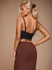 Rose Beauty A Rhinestone Fringe Trim Corset Cami Top