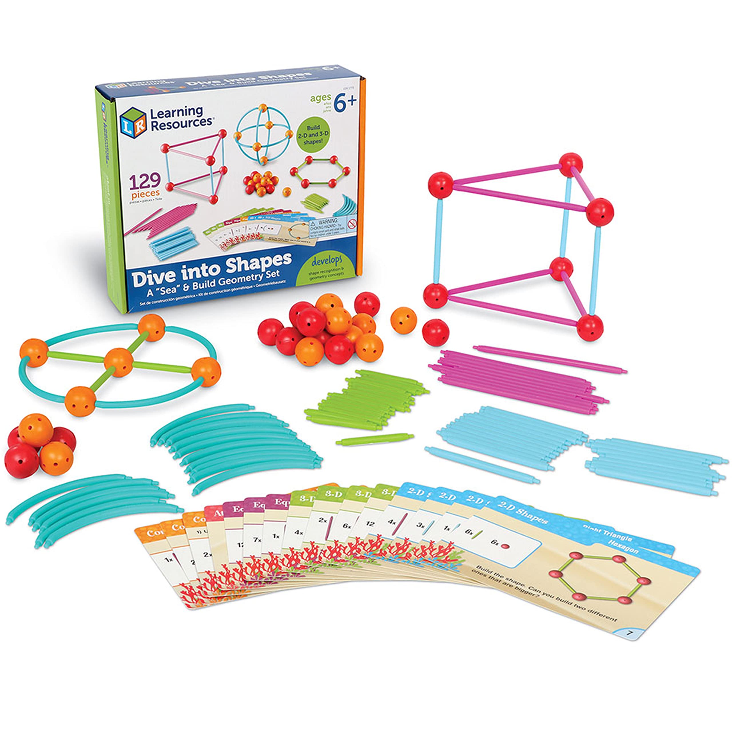 

Learning Resources Math Learning Insert and Connect to Create 3D 2D 129 Authentic LER1773 Materials & Shapes, Pieces, Product,