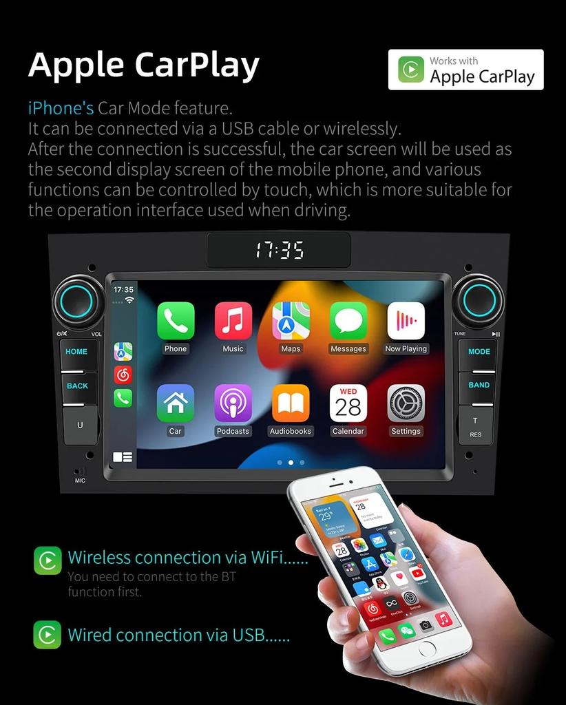 Android Radio for Opel Antara Astra H Corsa C D Meriva Signum Combo Zafira Vivaro Multimedia Carplay GPS Navigation LED Clock HU