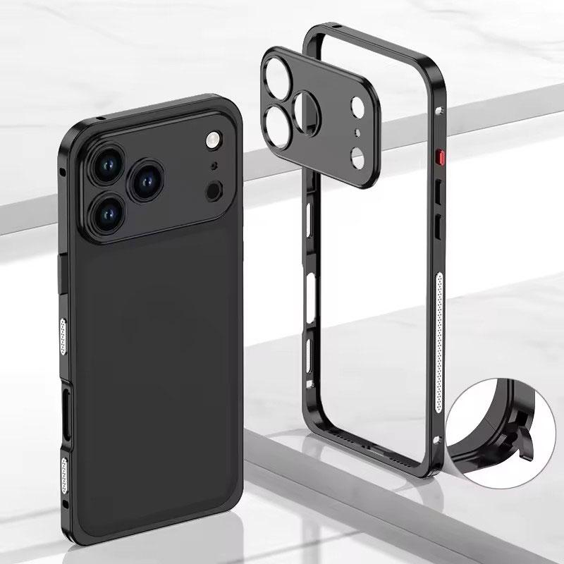 High-end Metal Phone Case for IPhone 17 17 Pro 17 Pro Max 17 Air Detachable Lens Cover & Heat Dissipation Phone Case For iPhone17 чёрный