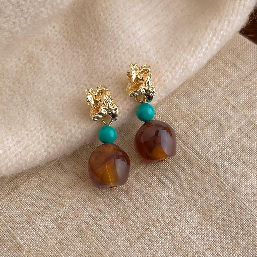 Autumn/Winter Gradient Geometric Tassel Earrings - Retro Artistic Style for Women