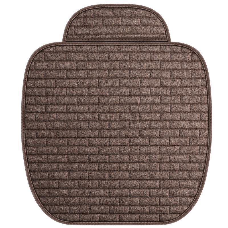 Grid Linen Backless Car Seat Cushion Set - Single, Square, Three-Piece, Four Seasons Universal