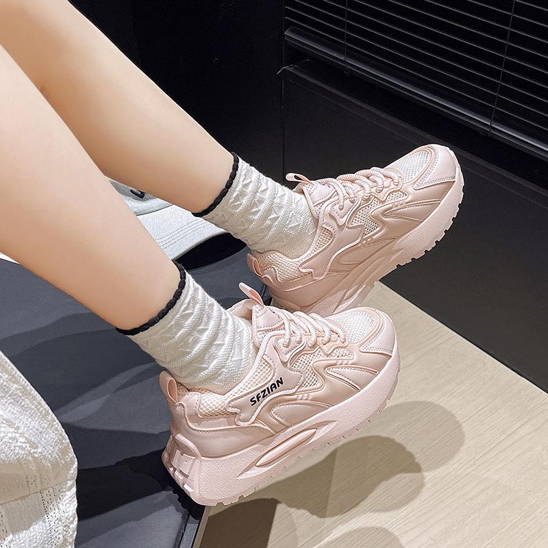 Dad shoes women's 2024 summer new mesh breathable casual versatile small thick-soled heightening sports running shoes