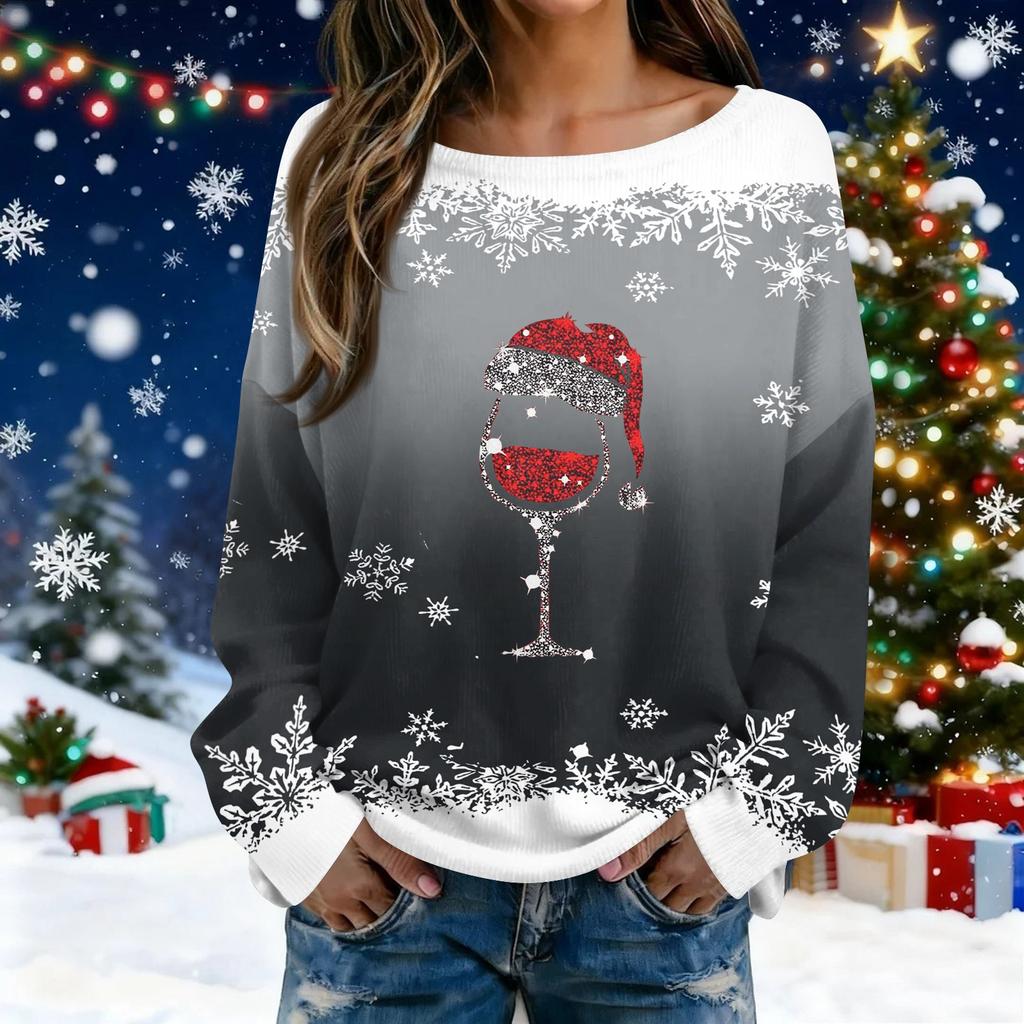 Christmas Sweatshirts For Women Knit Sweater Cute Shirt Fall Crewneck Pullover Tops