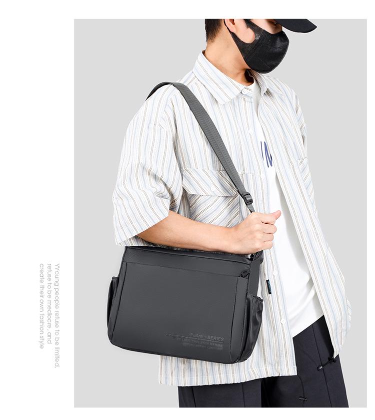 Men's Large Capacity Outdoor Crossbody Bag - Horizontal Style, Solid Color, Lightweight Korean Shoulder Backpack