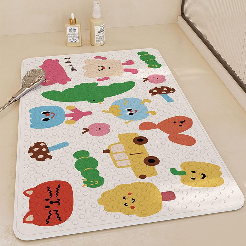 Bathroom Non-Slip Floor Mat Pvc Leave-In Toilet Floor Mat Shower Room Household Children'S Bath Anti-Drop Massage Suction Cup