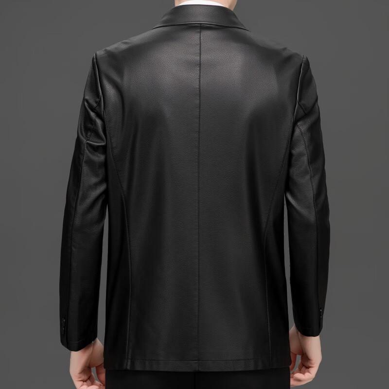 Romon Men's Business Lapel PU Leather Jacket LMDH2533