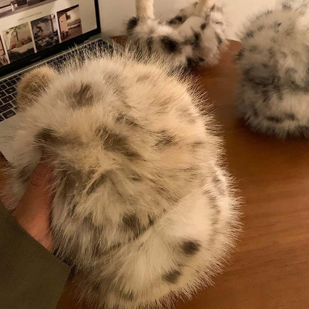 Soft Leopard Print Earmuffs Windproof Winter Thicken Earflap Trendy Foldable Ear Cover  Women