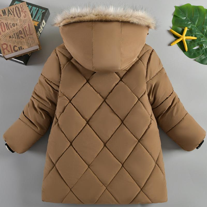 Boys Autumn and Winter Hooded Fur Collar with Plush Thick Coat for Warmth Insulation and Windproof