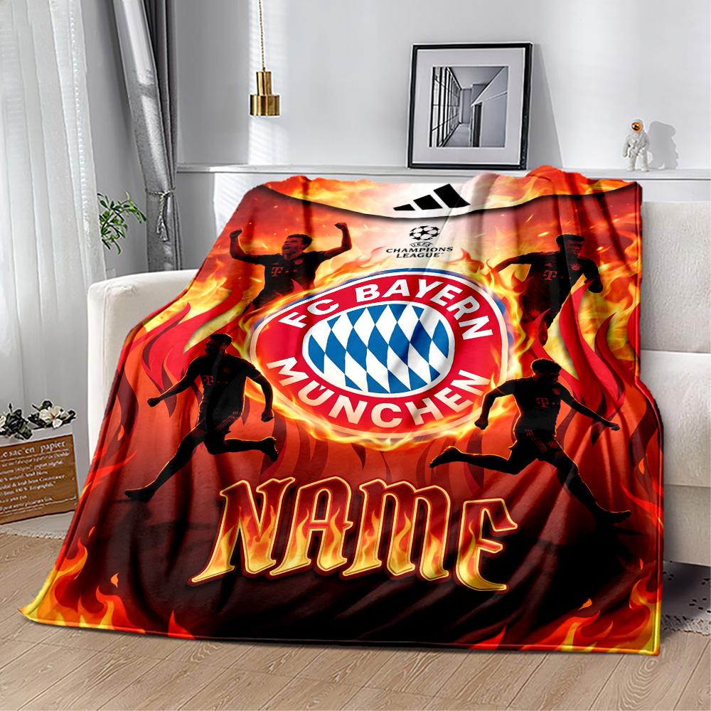 Bayern Munich Fan Gear Personalized Text Blanket Gift Customizable Blanket Warmthful Decor Throw For Office Picnics Chair Bedding All-Season Use