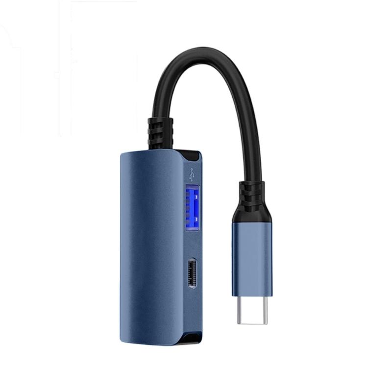Type C to Type C Hub 4K Adapters USB Splitter for Laptops, Smartphones AR Devices with PD65W Charging and USB Data Port