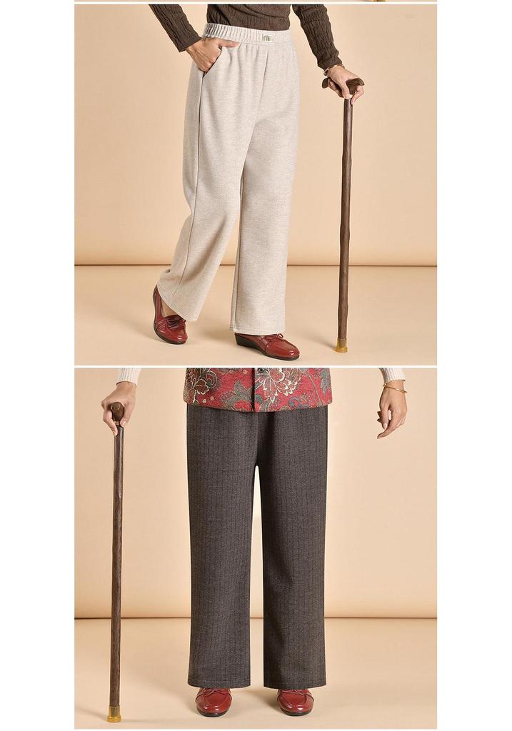 Chic Grandma Plus Size Woolen Pants, Fleece-Lined for Autumn/Winter 