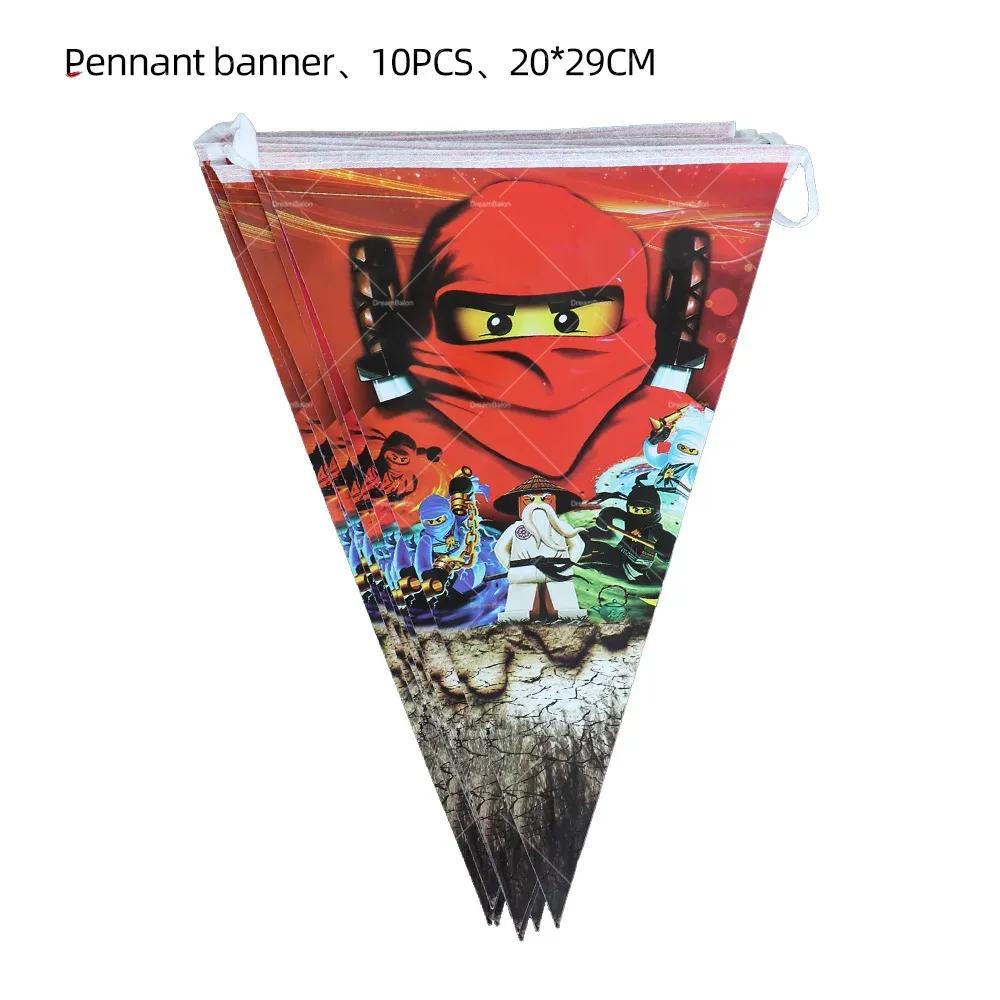 Ninjaed Go Balloons Happy Birthday Banner Legoed Party Decoration Supplies Backdrop Cake Topper Kids Spiral Disposable Tableware