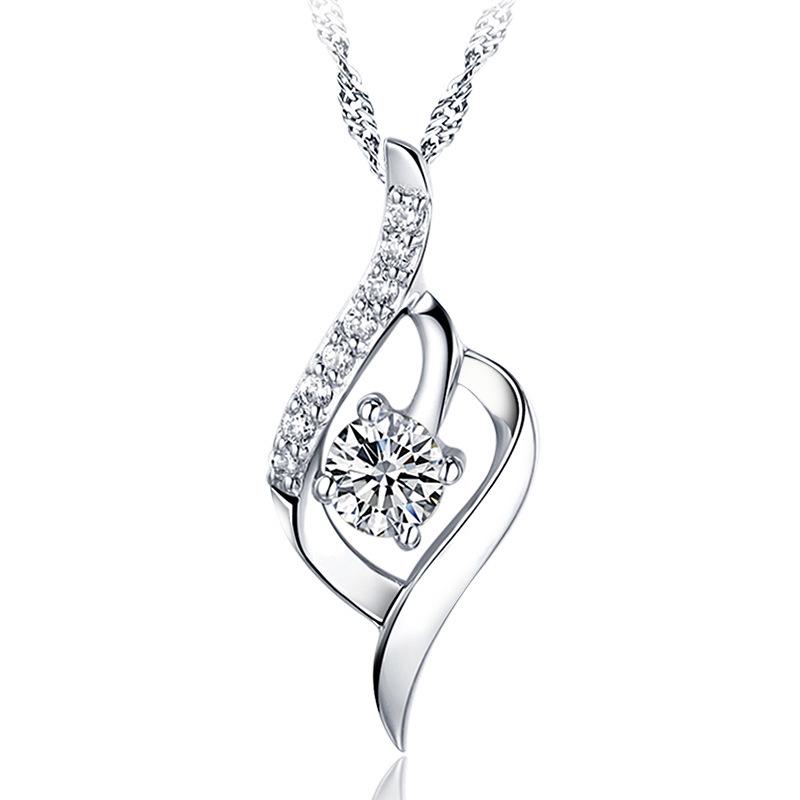Heavenly Feather Pendant Necklace - Korean Style Crystal Jewelry, Love of the City Collection