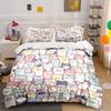Pastel Cat Pattern Set for Decoration Exquisite Three-piece Bedding Set Gift for Kids and Adults
