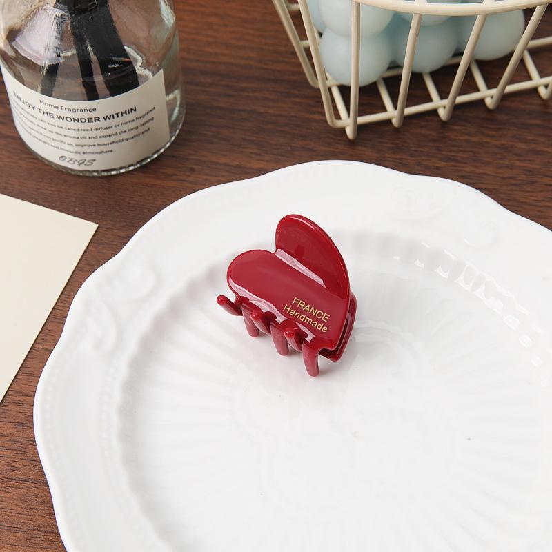 Elegant French Acetic Acid Heart Hairpin for Half-Tied Hairstyles - Chic Shark Clip for Women