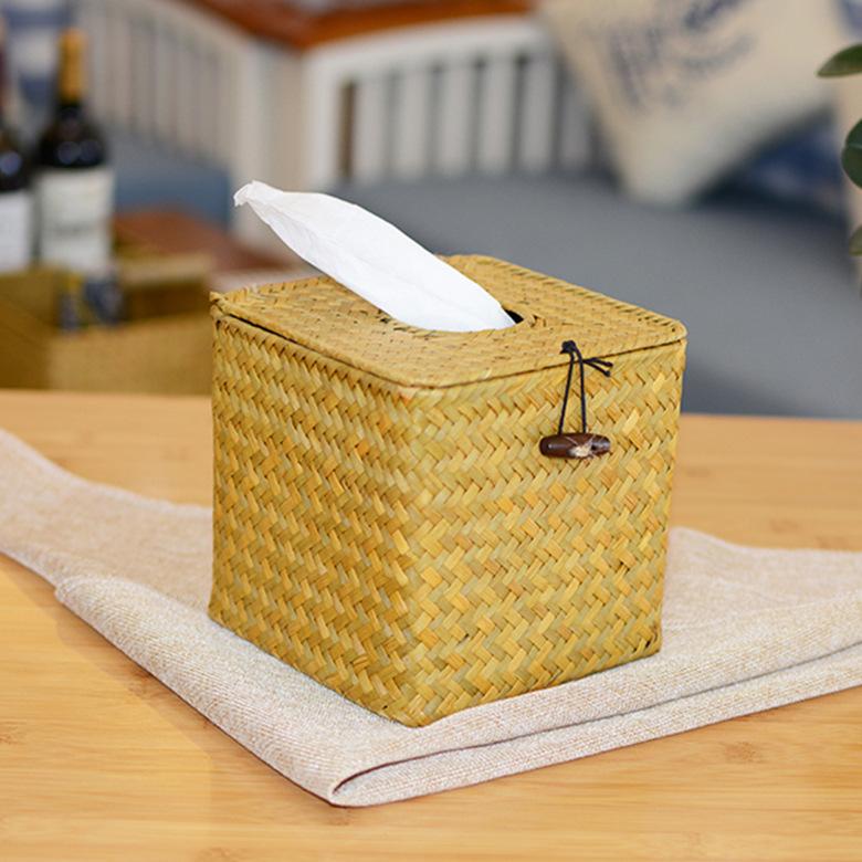 New Creative Multiple Seaweed Weaving Napkin Boxes Modern Simple Style Pure Hand Weaving Home Restaurant Hotel Tissue Boxes