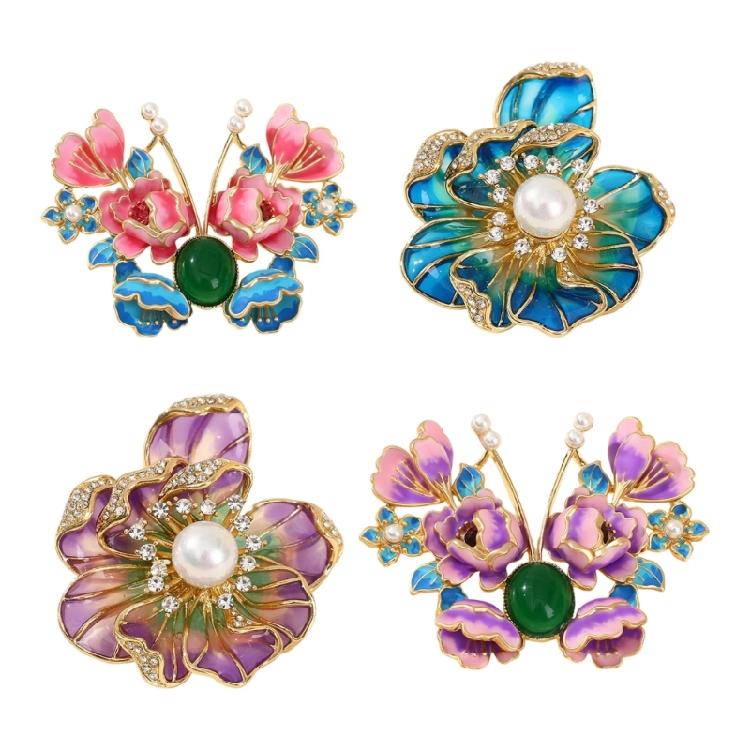 Elegant Floral Butterfly Brooch Alloy Accessory Unique Styles for Dresses Coats Portable and Stylish