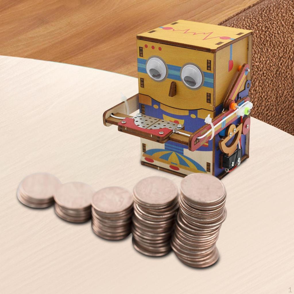 Wood Science Project Model Set 3D Puzzle Building Robot Coins Savings Bank Funny Teaching Tools for