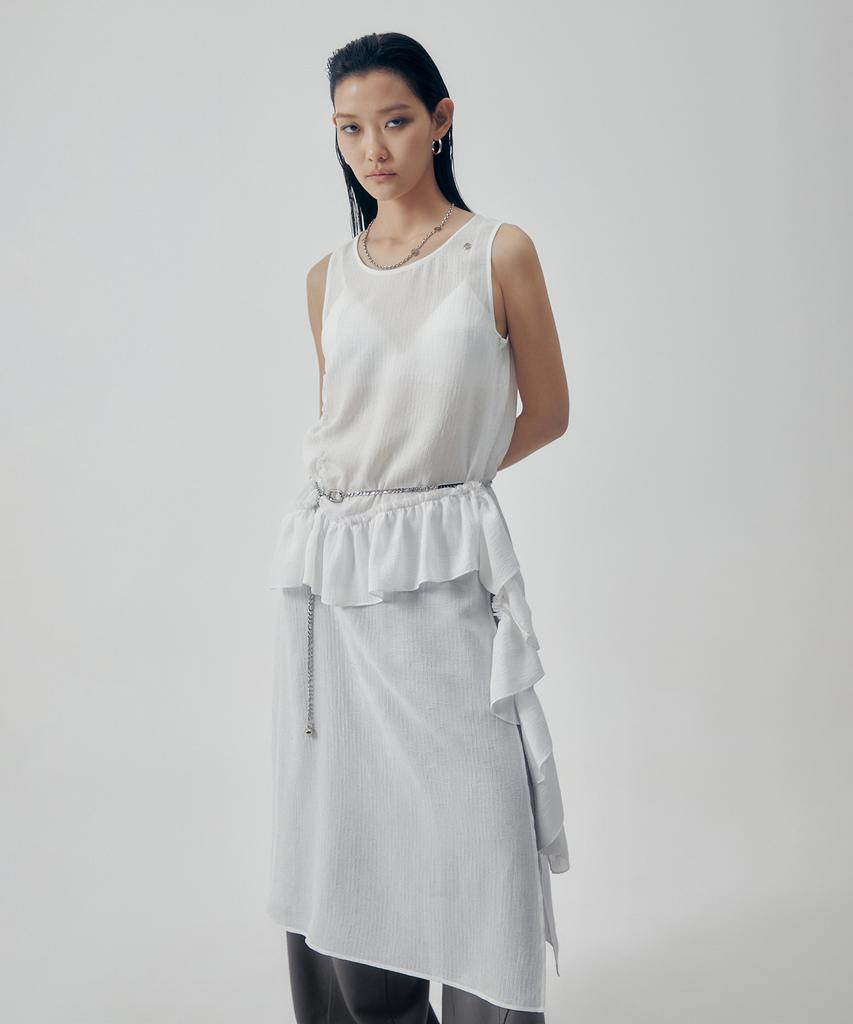 Teulimingbeodeu Ruffle Sleeveless One-Piece [White]