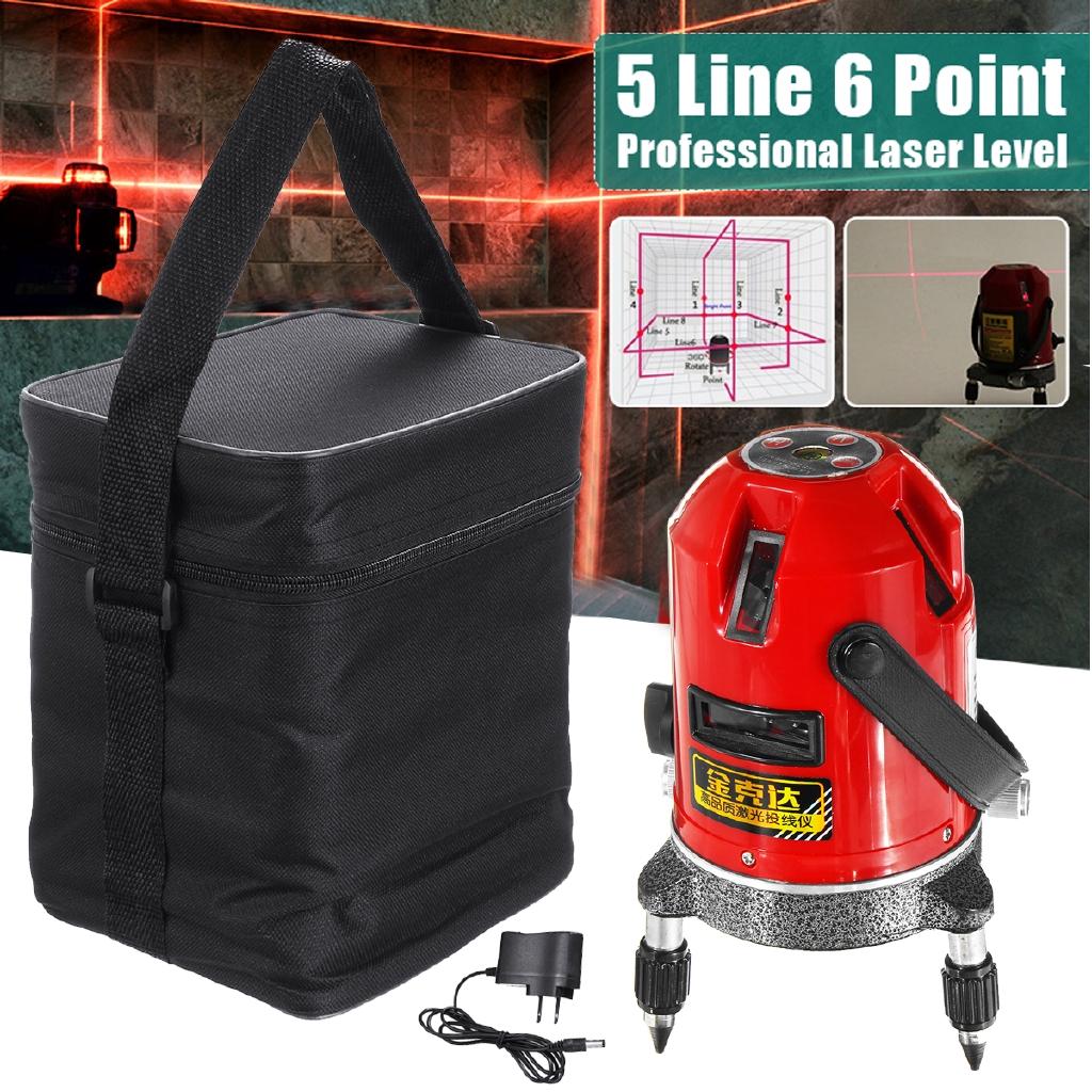 AC 220v 5 Linii 6 Punktów 4V1H Linia Krzyżowa Czerwony Wstrząsoodporny Automatyczny Samopoziomujący Poziomnica Laserowa Miernik Zestaw Wysoka Jakość