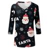 Women's T Shirt CHristmas Print 3/4 Sleeve Daily Weekend Fashion Basic V- Neck Regular Top