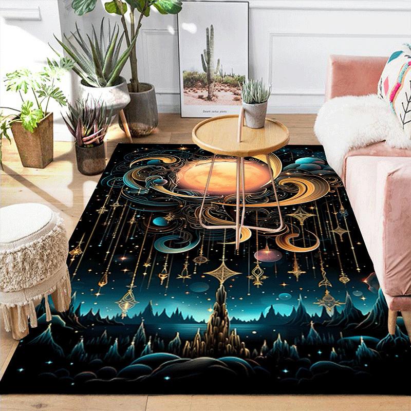1pc Moon and clouds Print, Design Indoor Area Rug - Soft, Anti-Slip, and Durable Gaming Room Decor for Bedroom, Living Room