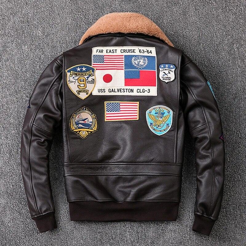 

Air Force G1 Flight Jacket Потовщена стьобана куртка Верхній шар коров’ячої шкіри Куртка чоловіче пальто Зимові куртки M212 M шоколад коричневого кольору