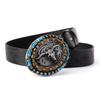 Carved Western Cowboy Belt Cow Head Buckle Embossed Belt Luxury Waistband  For Man Women
