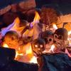New Skull Ceramic Fireproof Set: 2-Piece Halloween Fire Basin Décor for Indoor & Outdoor Use