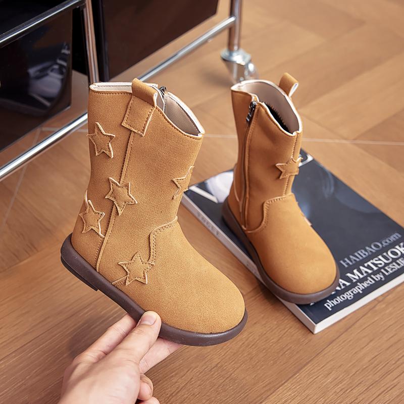 Girls Mid-calf Boots Autumn Winter New Versatile Children's Fashion Boots Chic Trend Kids Causal Boots Matte Leather Non-slip