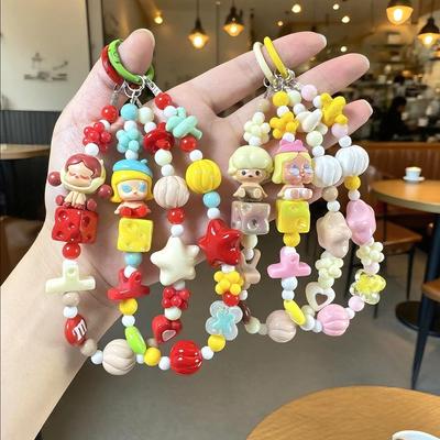 Cartoon Mobile Phone Chain POP MART Cute Lanyard Anti-lost Chain Beaded Chain Pendant Pendant Keychain
